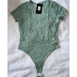 NWT Fashion Nova Sultry Lace Bodysuit - Sage